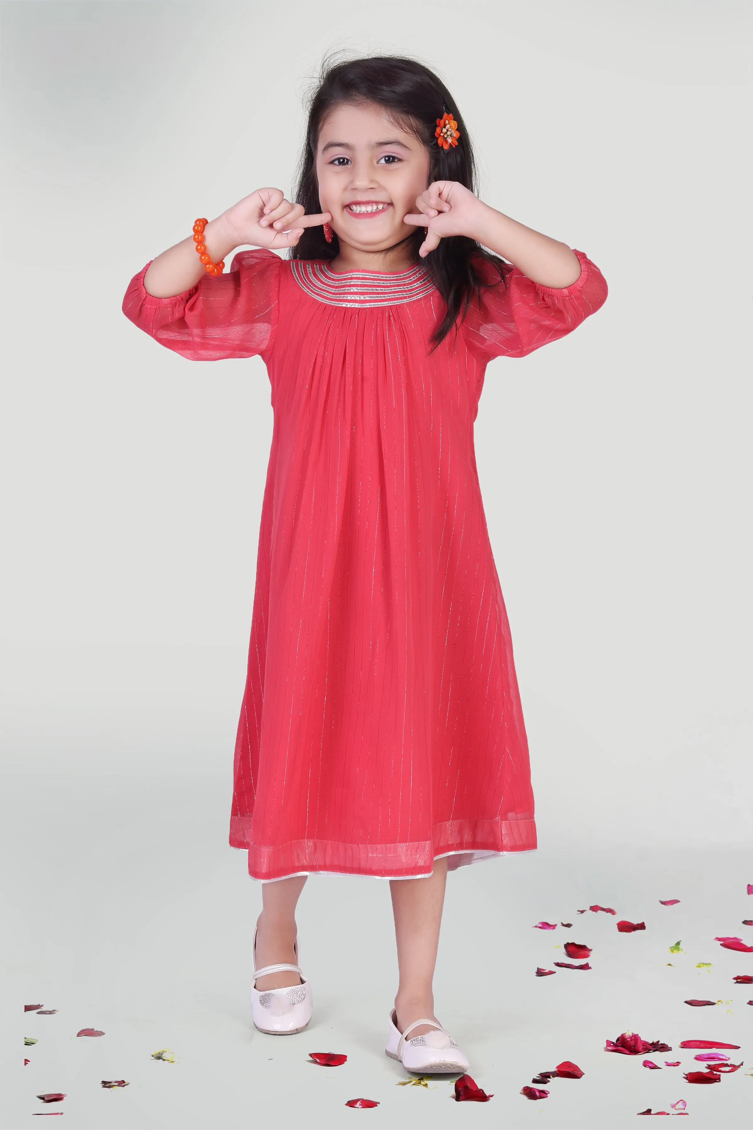 Girls Coral Summer Dress For Girls