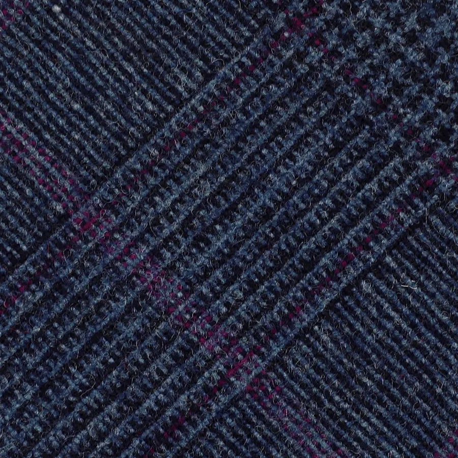 Glencheck Bespoke Wool Tie - Navy / Pink