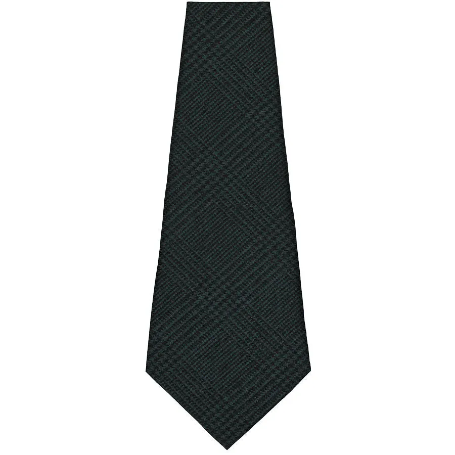 Glencheck Wool Bespoke Tie - Bottle Green