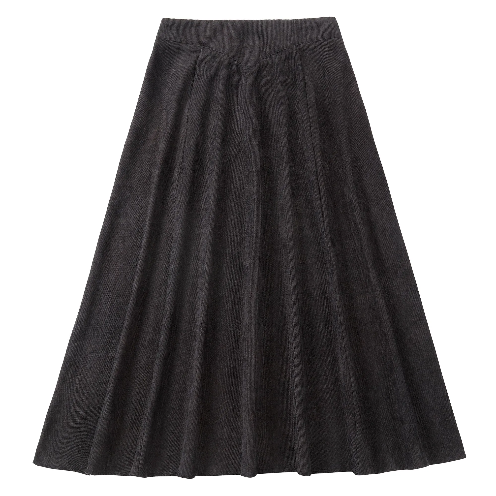 Grey Corduroy Midi Yoke Skirt