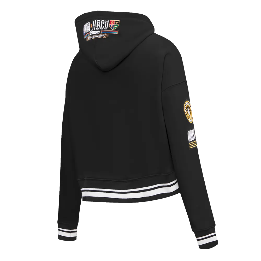 HBCU X NBA ALL STAR 2024 WOMEN'S RIB FLC CROPPED PO HOODIE (BLACK)