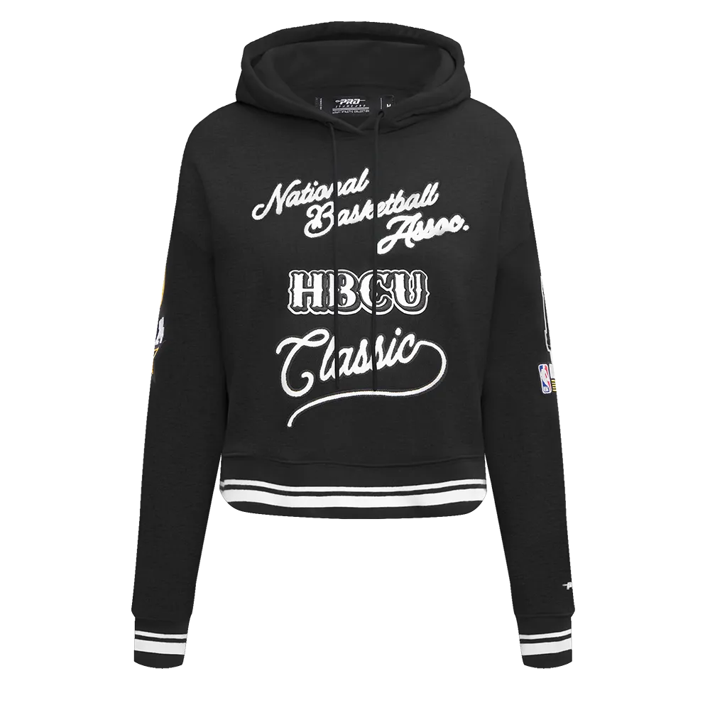 HBCU X NBA ALL STAR 2024 WOMEN'S RIB FLC CROPPED PO HOODIE (BLACK)