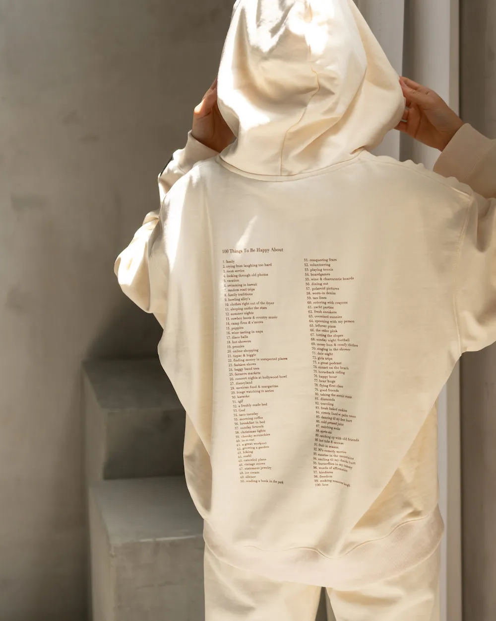 Hendrix Hoodie 100 Things Happy Ivory