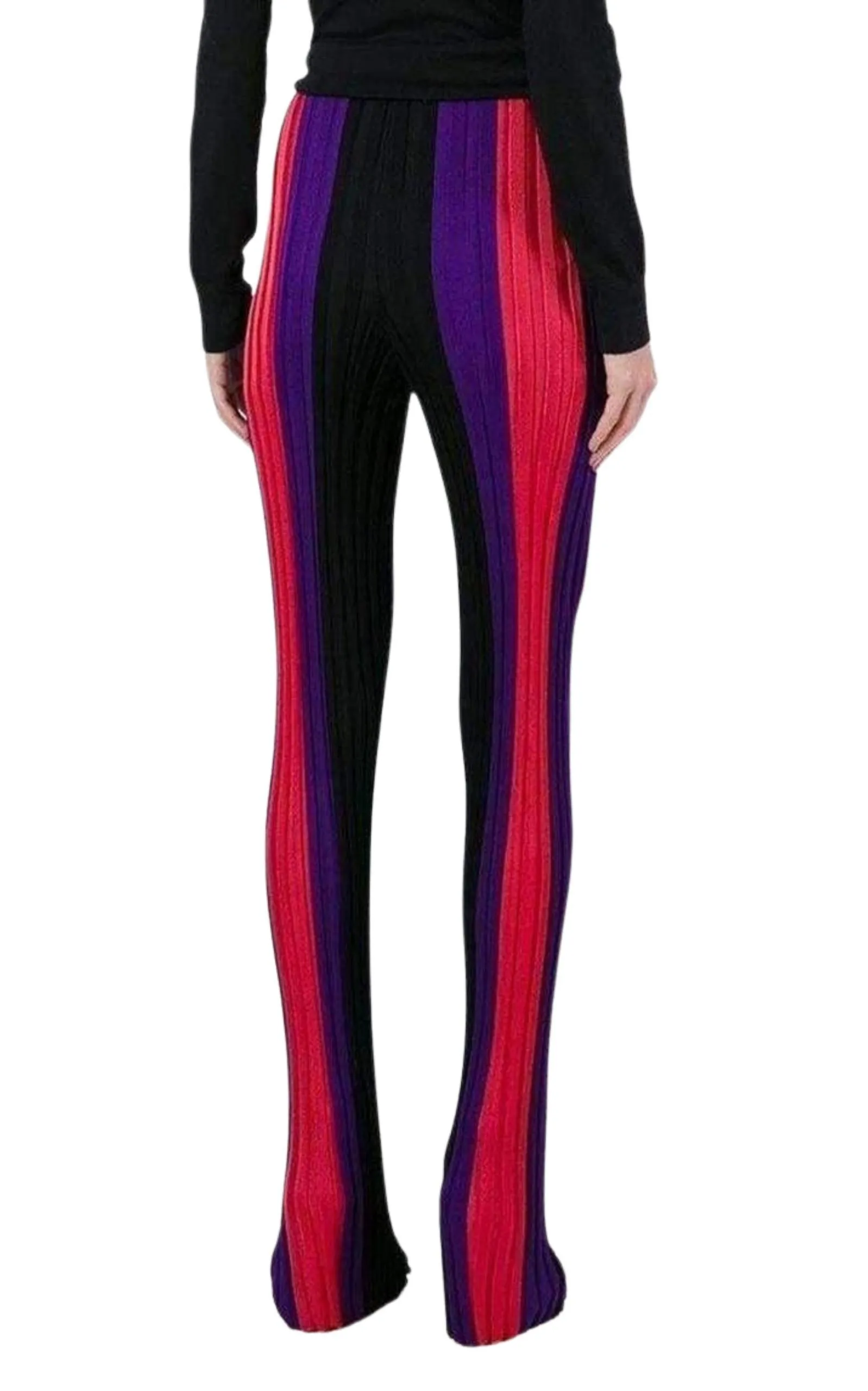 High Waist Ribbed Striped Pants