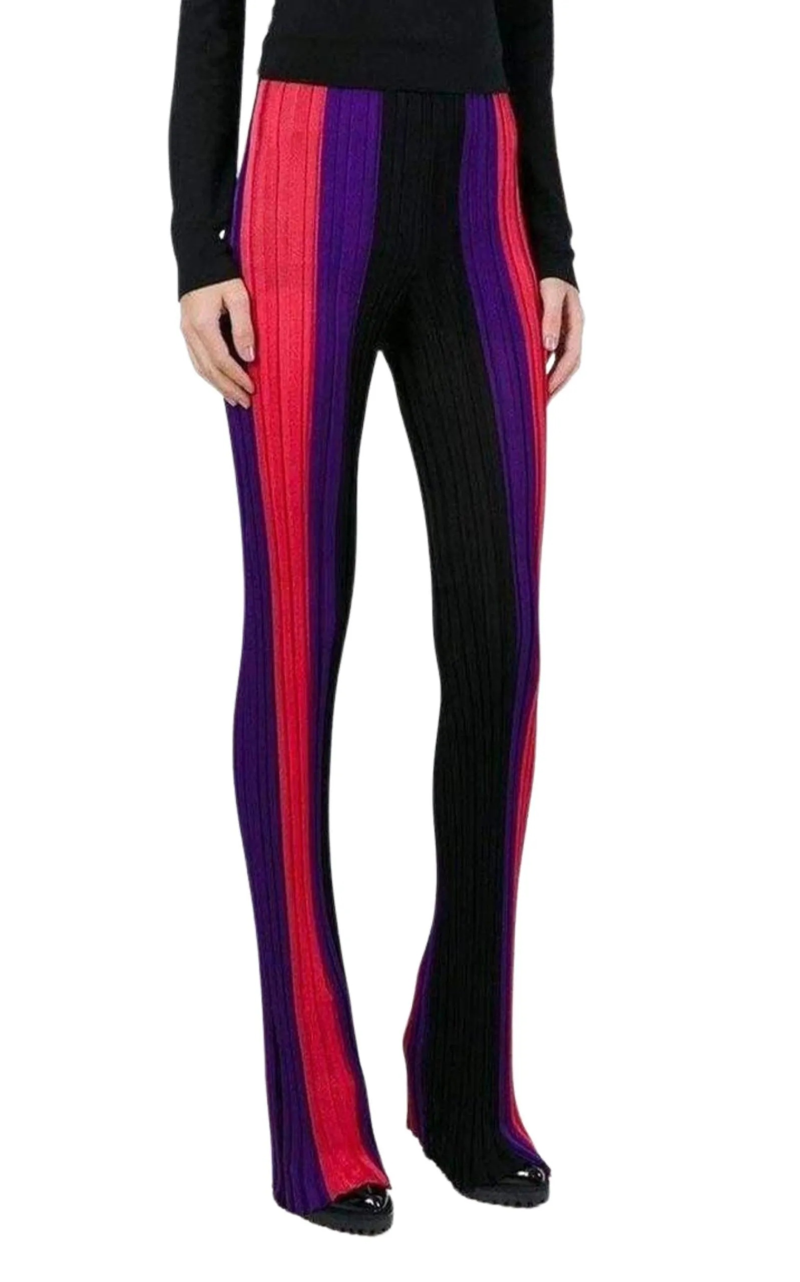 High Waist Ribbed Striped Pants