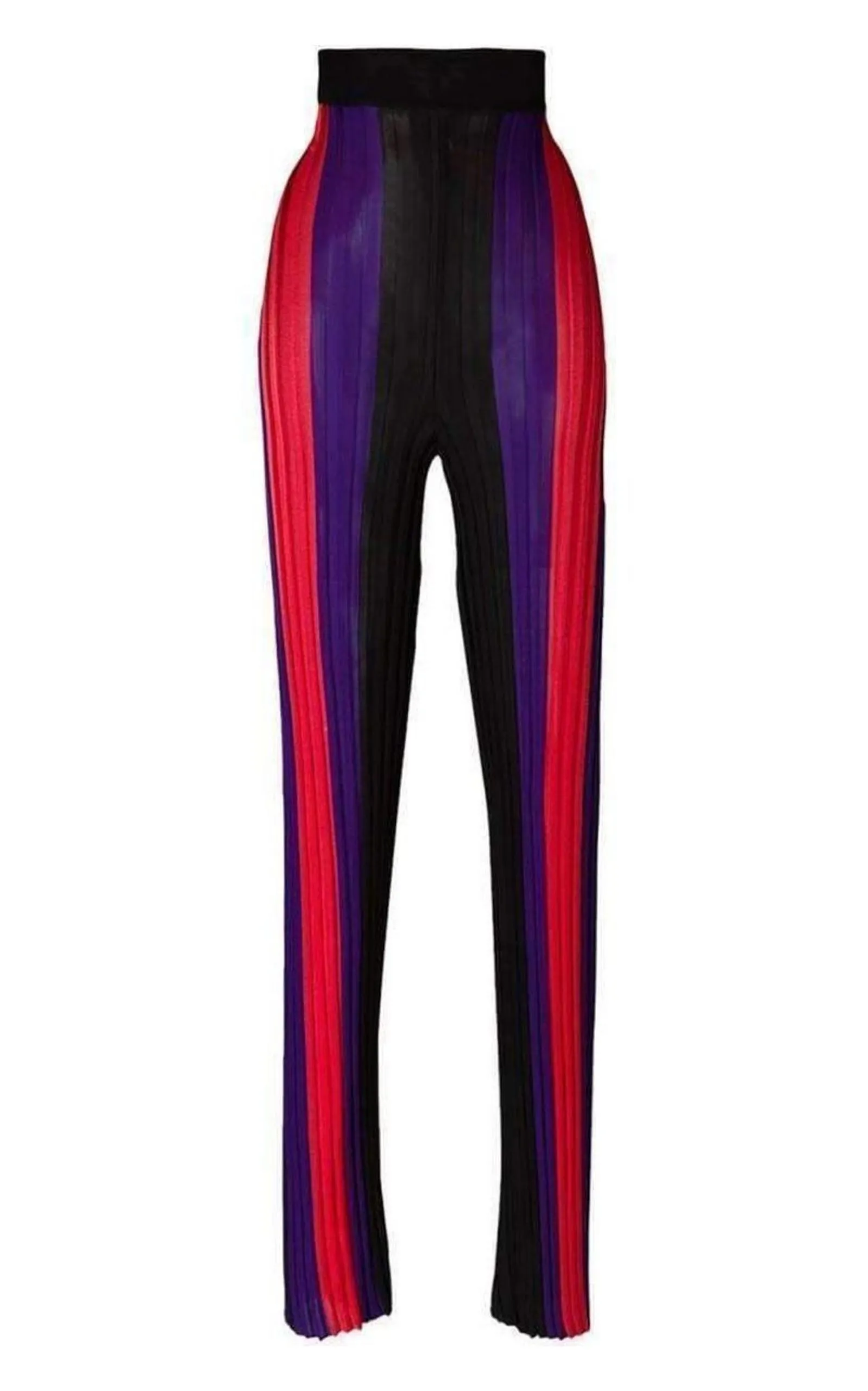 High Waist Ribbed Striped Pants