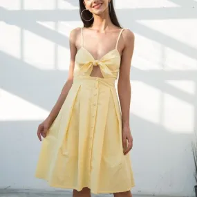 Hollow Out Bow Knot Backless Midi Dress