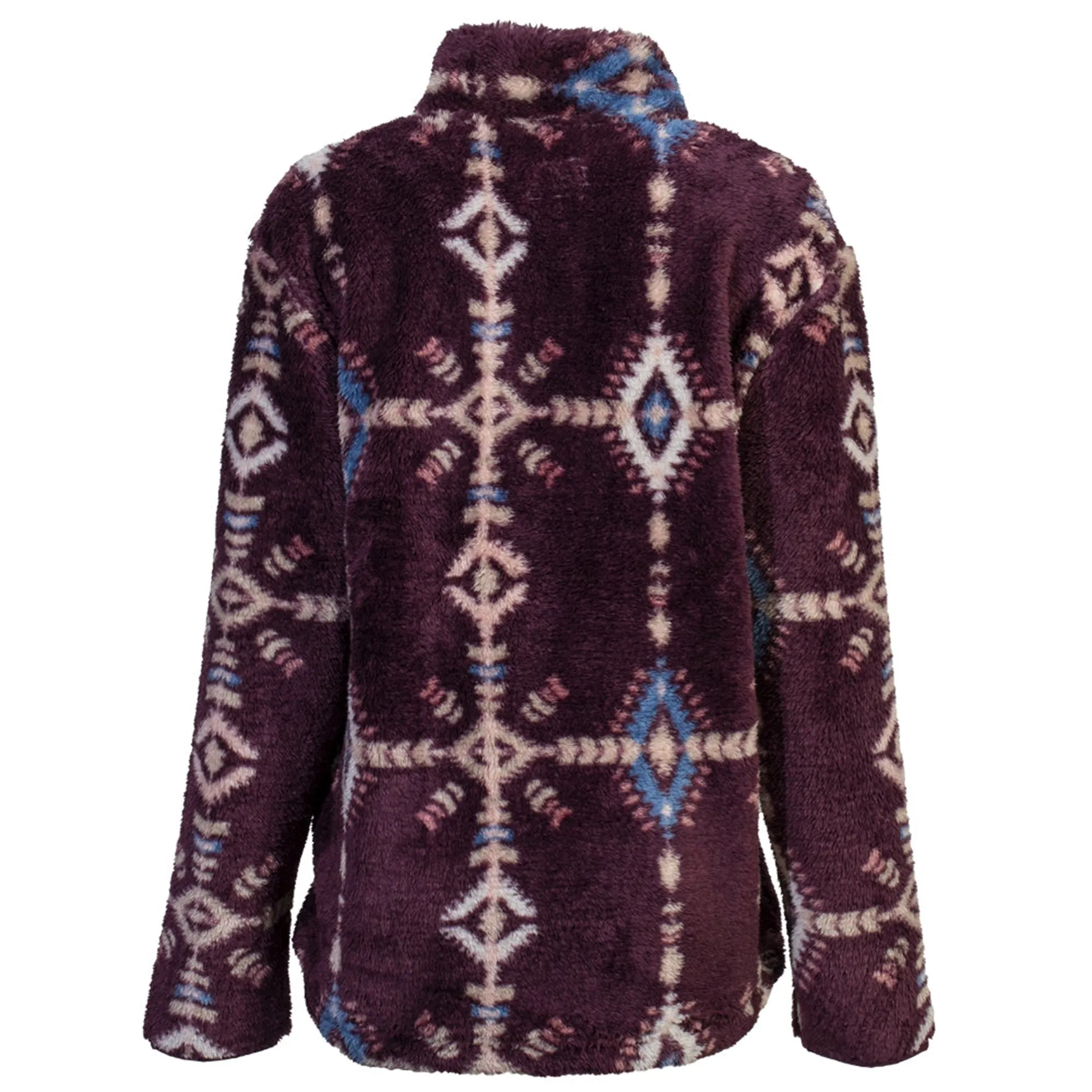 Hooey Women's Maroon Aztec Fleece Pullover