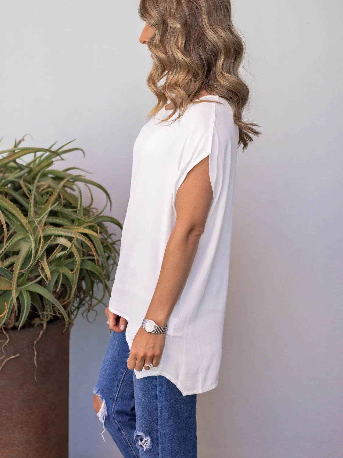 Jane Scoop Top - White