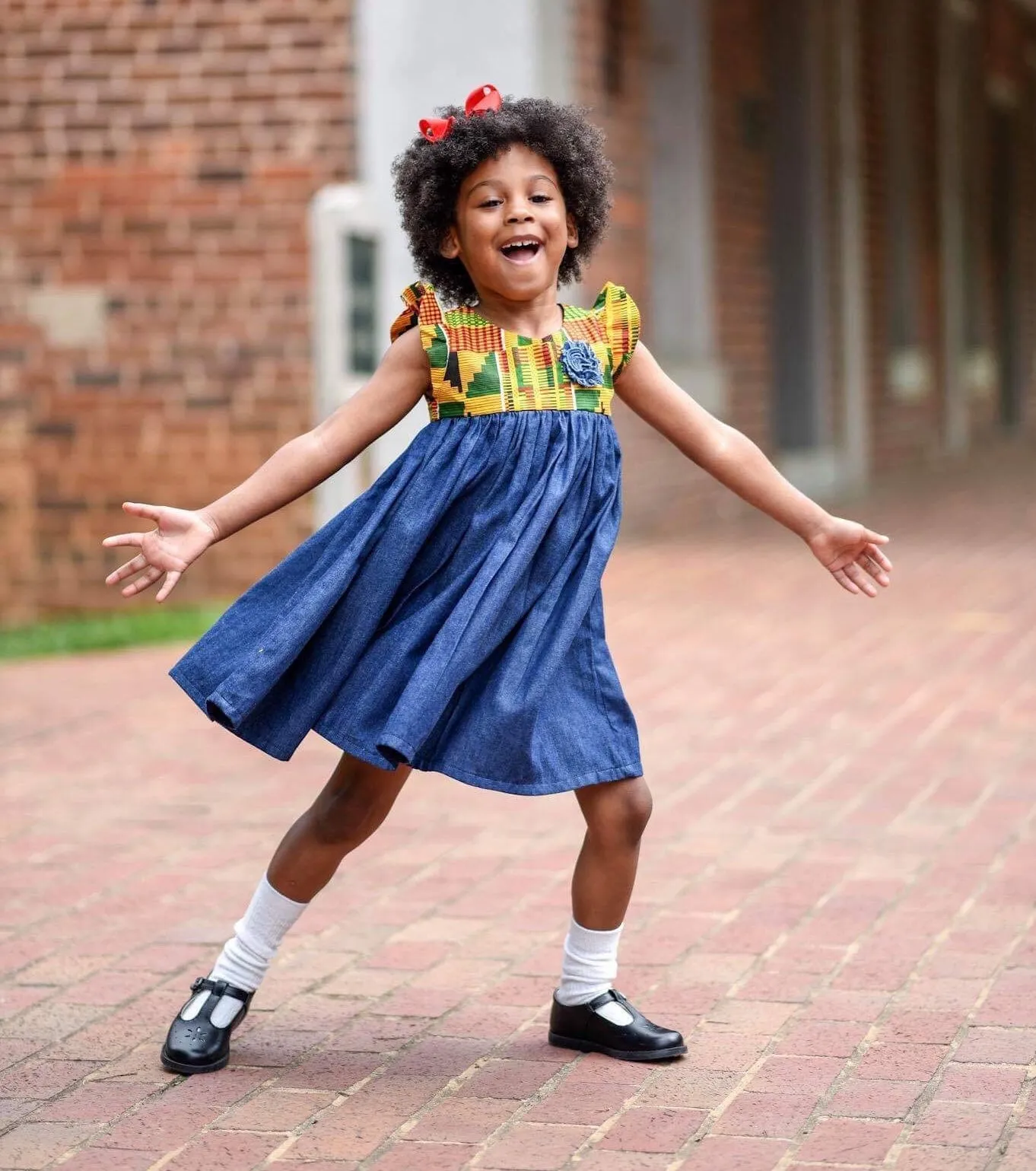 Kente Denim Dress