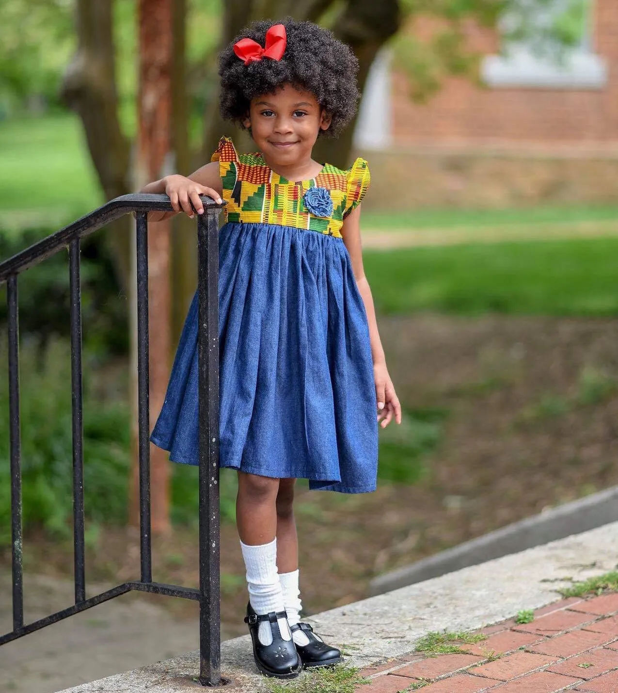 Kente Denim Dress