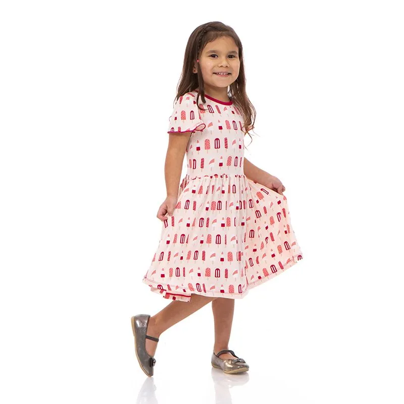 Kickee Pants Flutter Sleeve Twirl Dress - Macaroon Popsicles