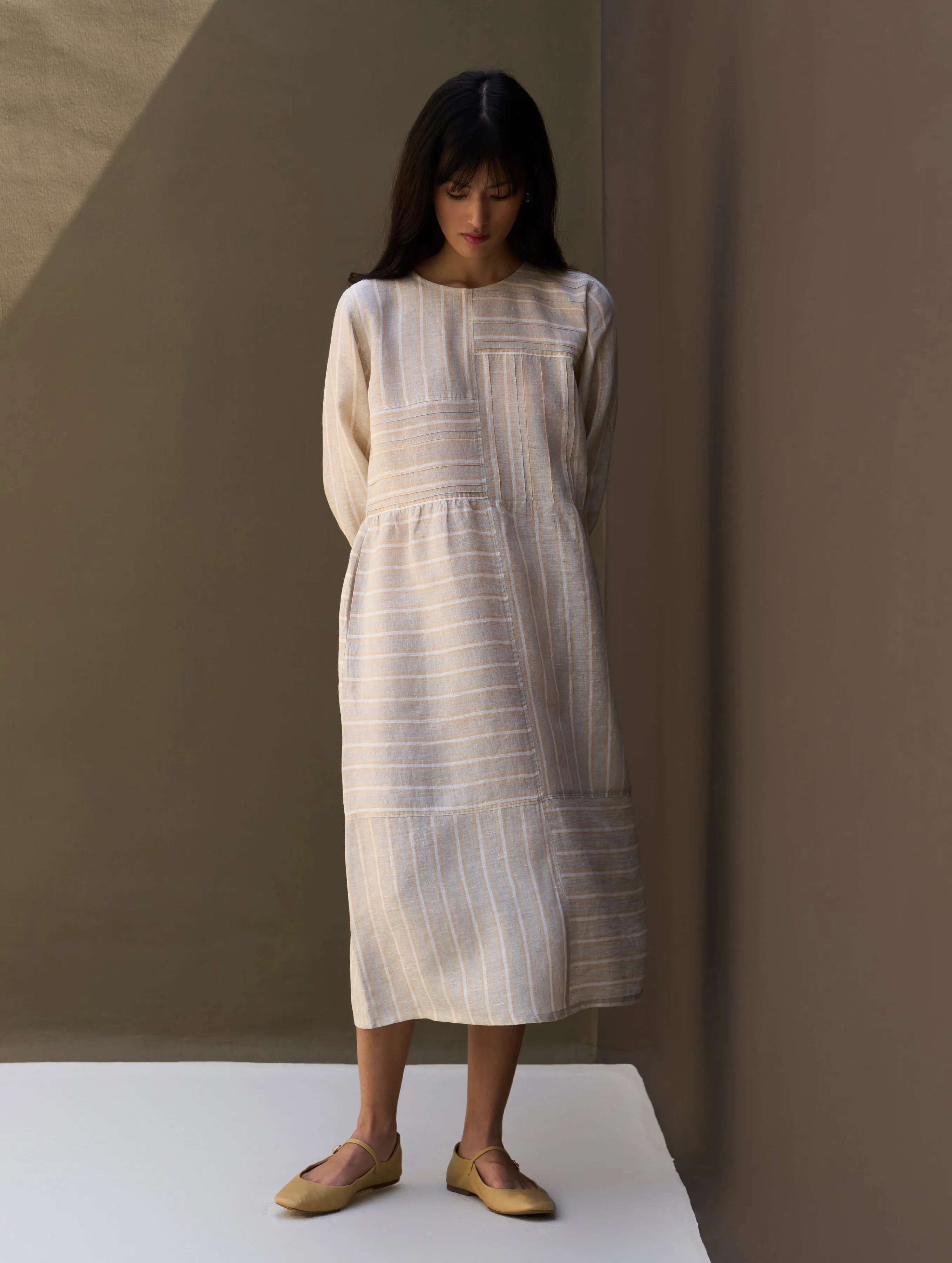 Kwan Striped Linen Dress - Natural