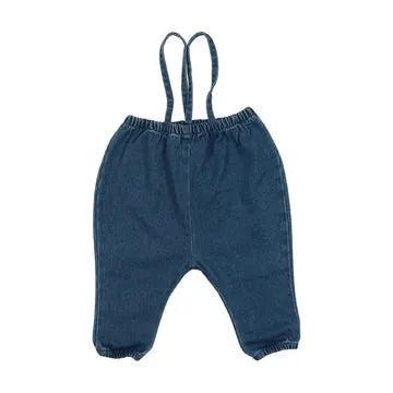 Lil Legs Blue Denim Bubble Suspender Pants