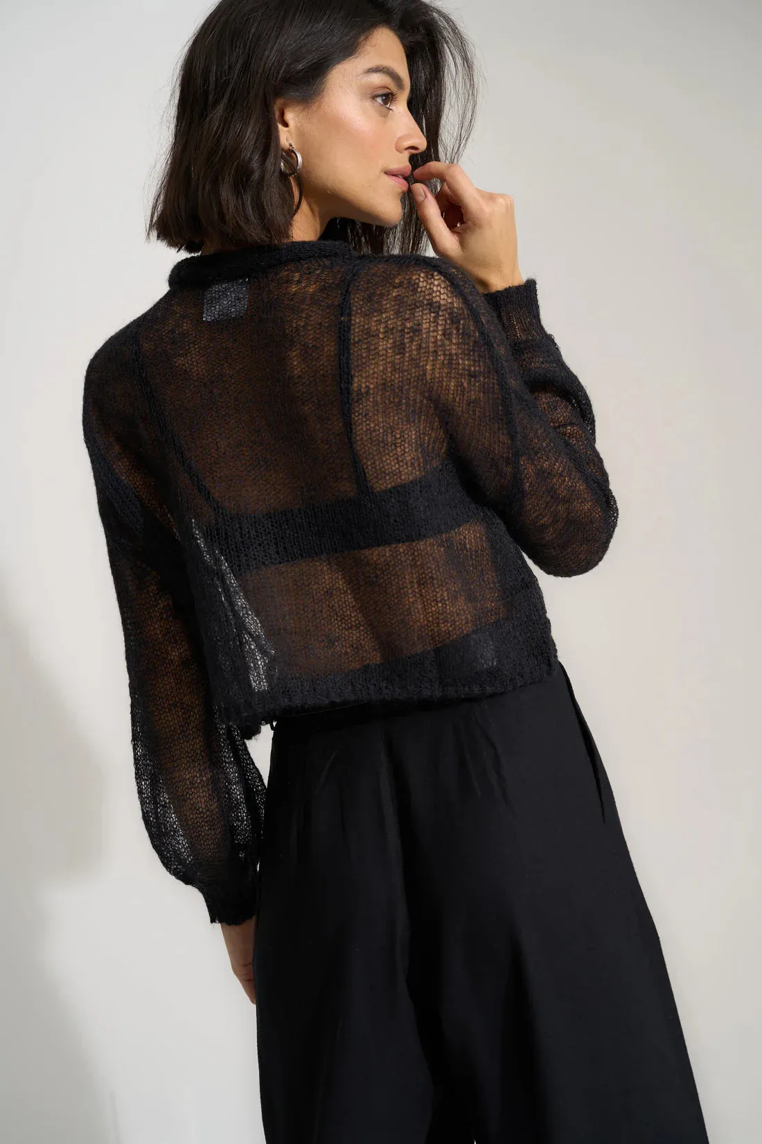 Lina Sheer Pullover | Black