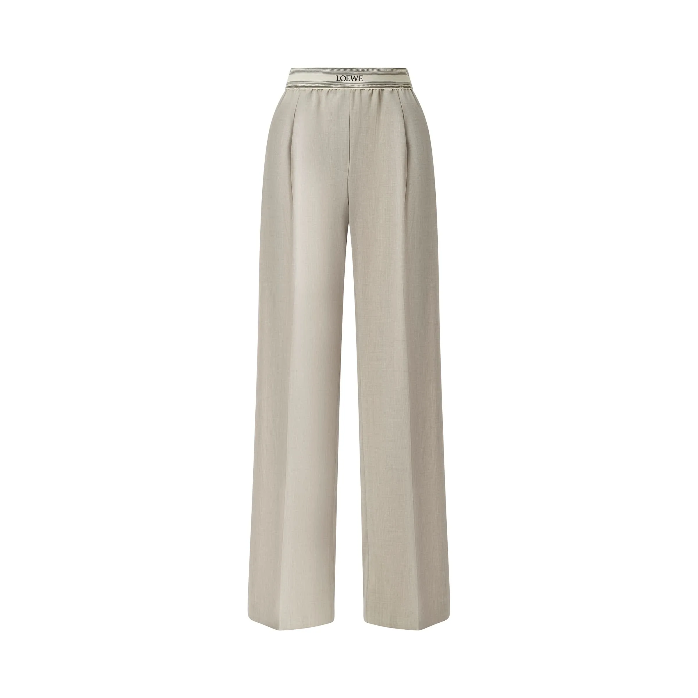 Logo Band Trouser in Light Beige Melange