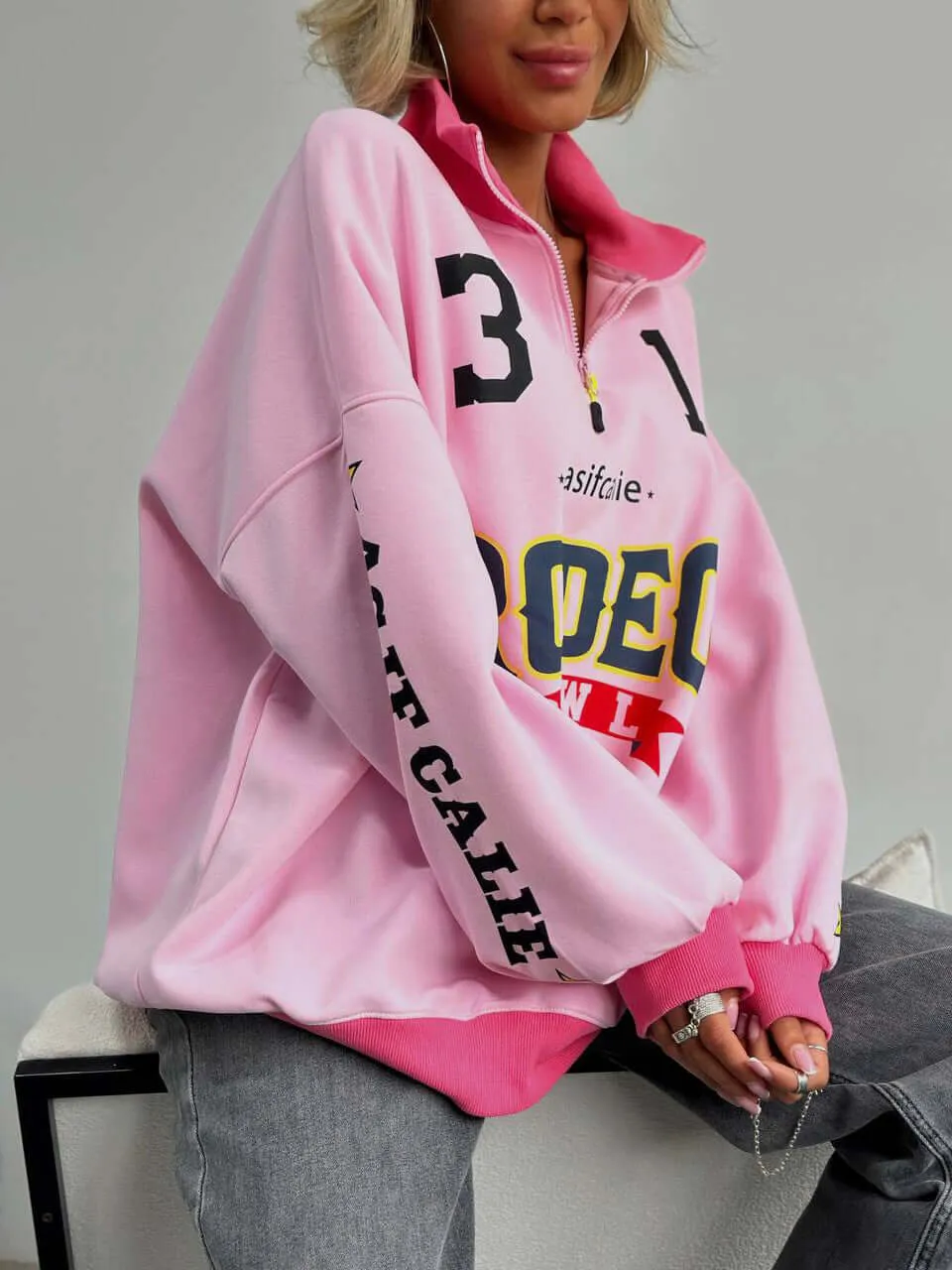 Loose Mid-length Pullover Sweatshirt