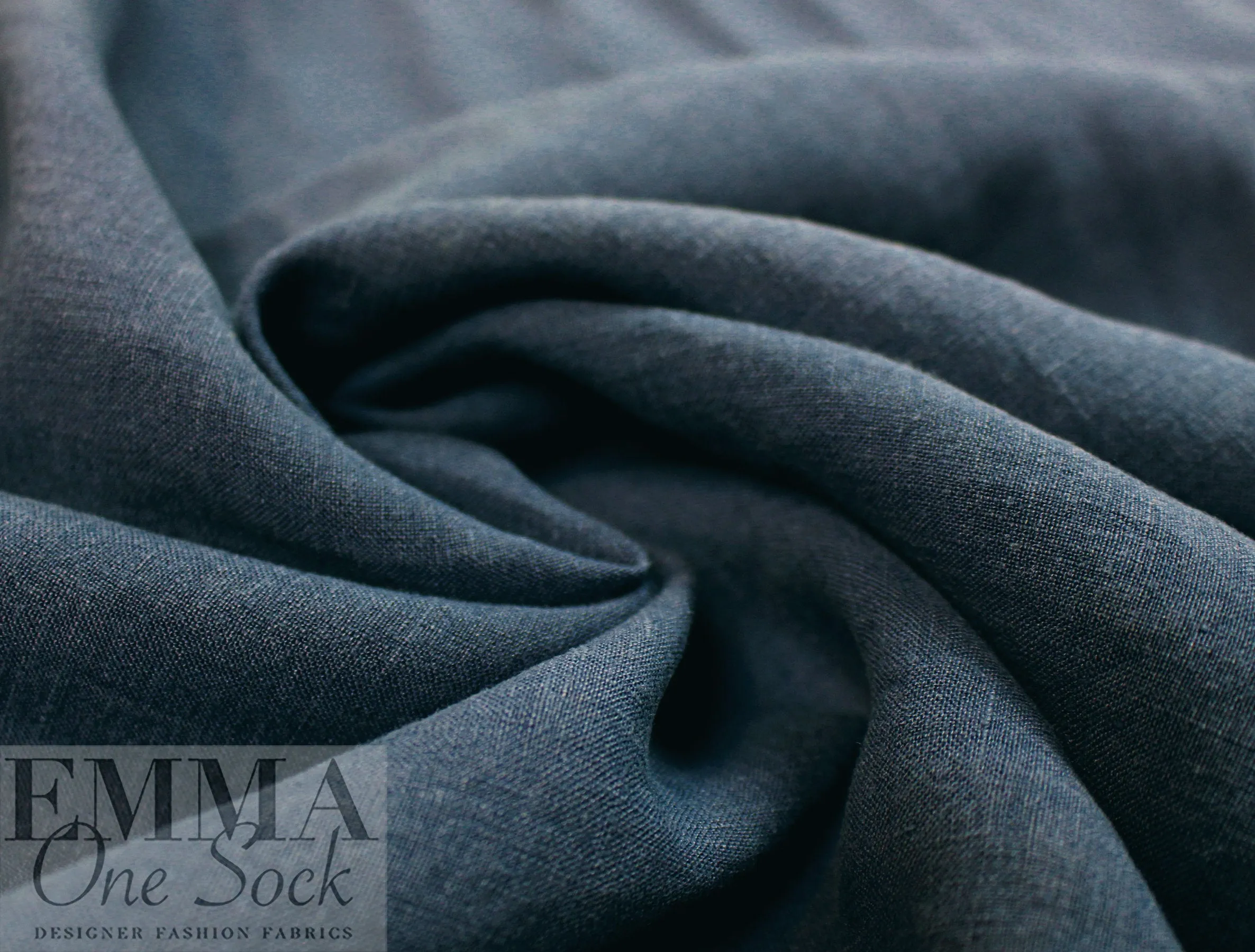 medium-light weight tumbled linen - marine