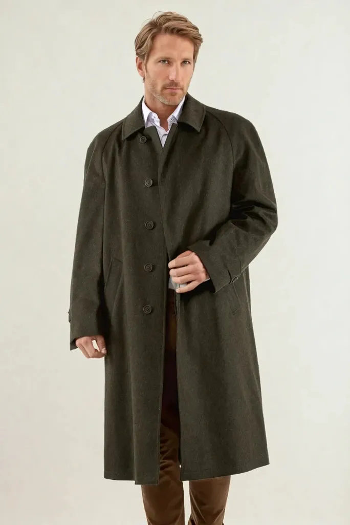 Men Tweed Vintage Olive Green Overcoat Stylish Trench Long Coat For Mens Winter Classic Jacket