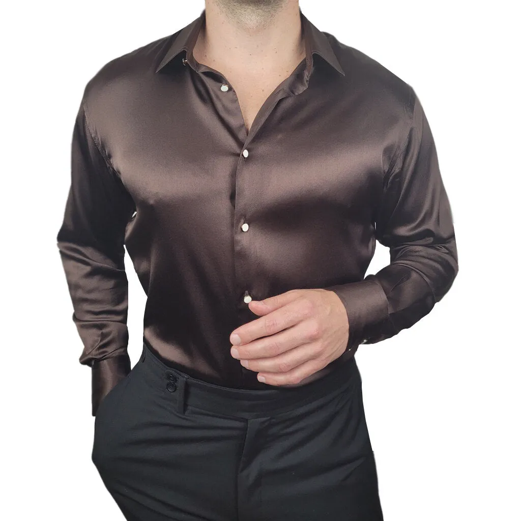 Men's Brown Silk Shirt