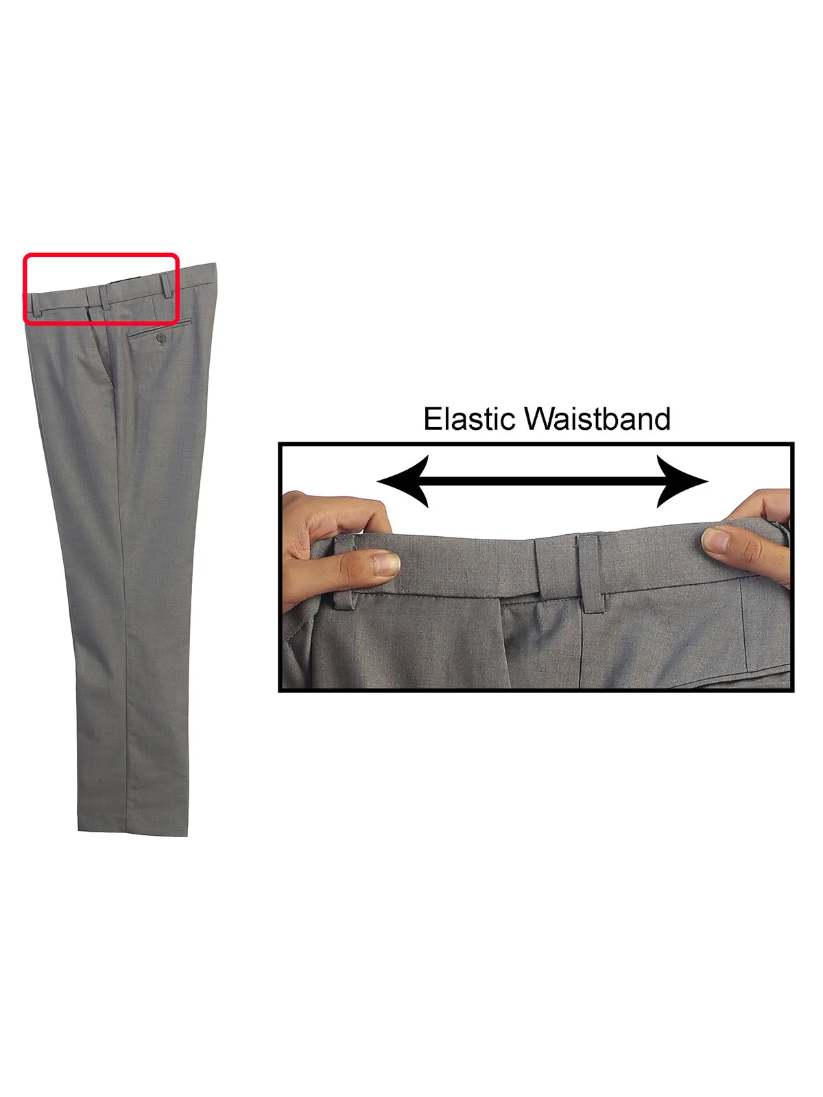 Men's Expandable Waist Dress Pants, Light Gray