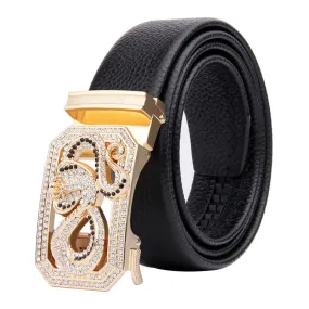 Men's Golden Animal Automatic Buckle Leather Belt