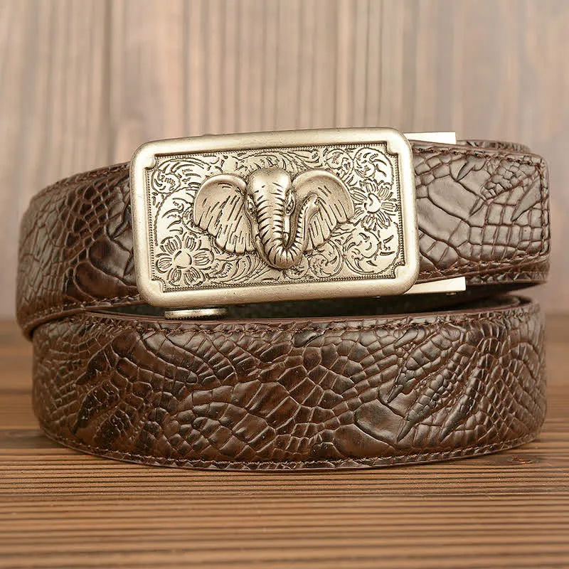 Men's Punk Elephant Alligator Pattern Leather Belt