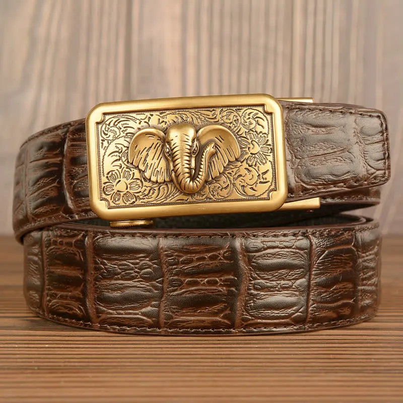 Men's Punk Elephant Alligator Pattern Leather Belt