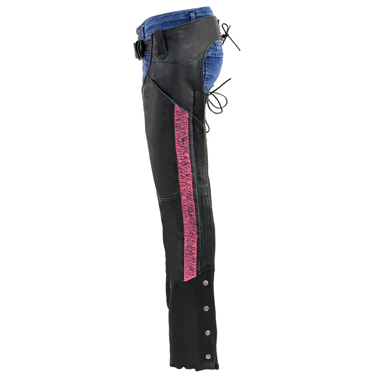 Milwaukee Leather Chaps for Women Black Lightweight Goat Skin-