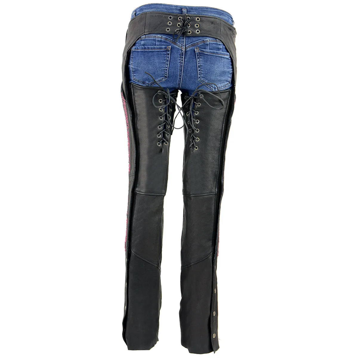 Milwaukee Leather Chaps for Women Black Lightweight Goat Skin-