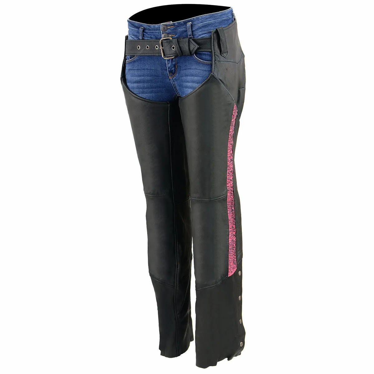 Milwaukee Leather Chaps for Women Black Lightweight Goat Skin-