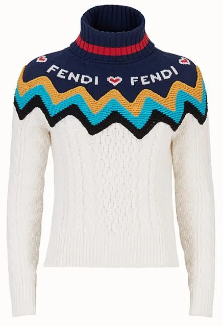 Multicolour Roll-Neck Wool and Cashmere Blend Sweater, White