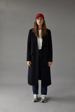 Navy Loro Piana Single Breasted Overcoat