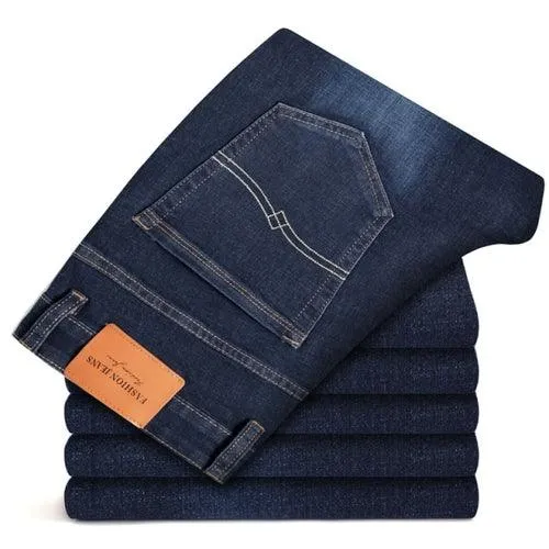 New Autumn Men's Blue Straight leg Jeans Business Casual