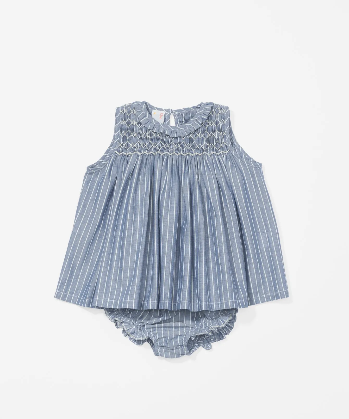 Nora Baby Dress, Chambray Stripe