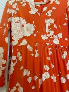 Orange Floral Long Dress by Bloomingdale's East