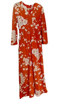 Orange Floral Long Dress by Bloomingdale's East