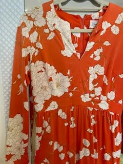 Orange Floral Long Dress by Bloomingdale's East