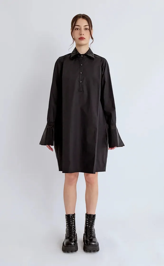 Organza shirt dress-black