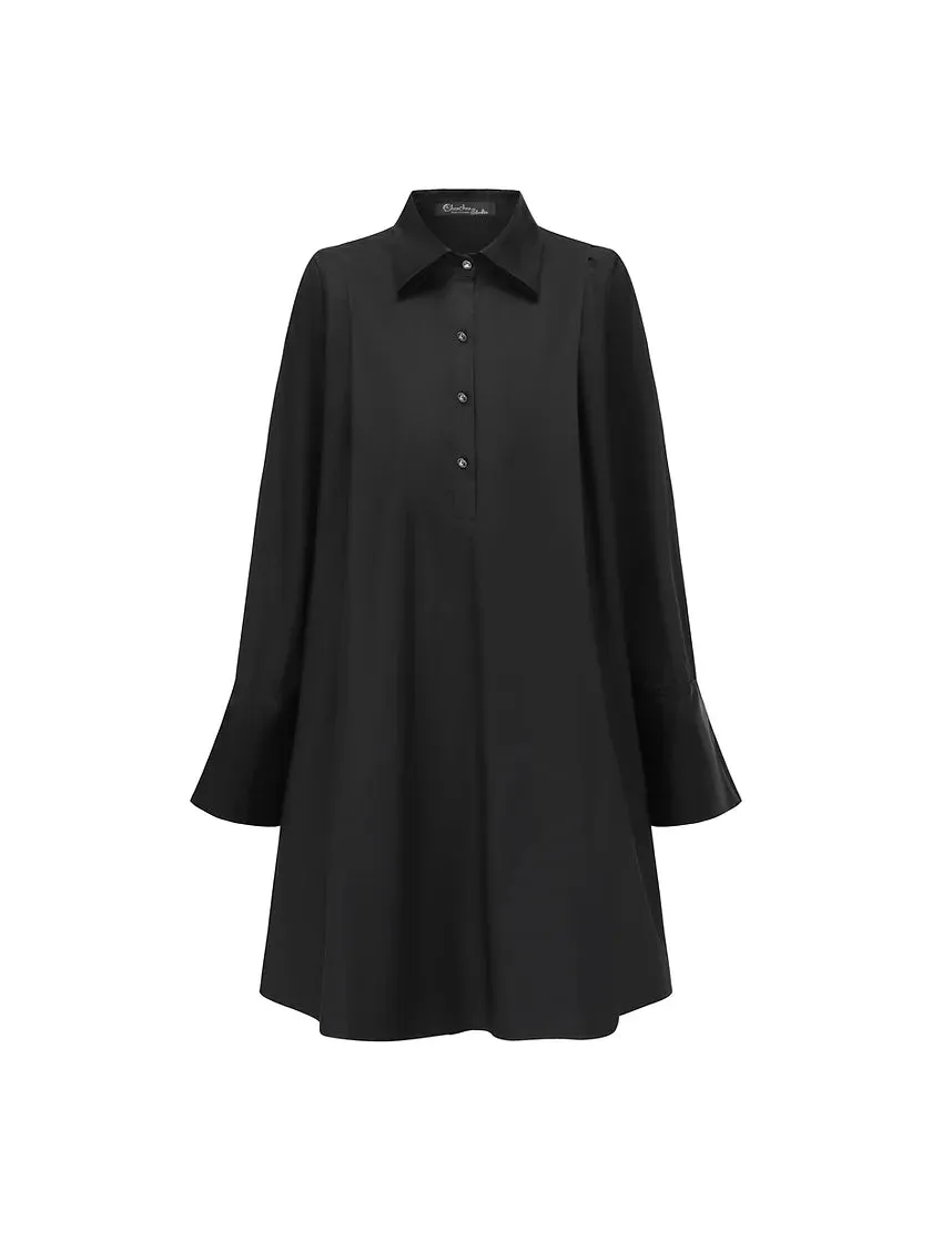 Organza shirt dress-black