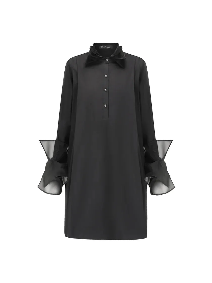 Organza shirt dress-black