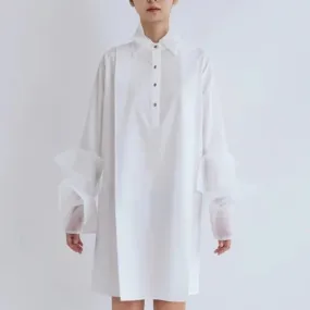 Organza shirt dress-white