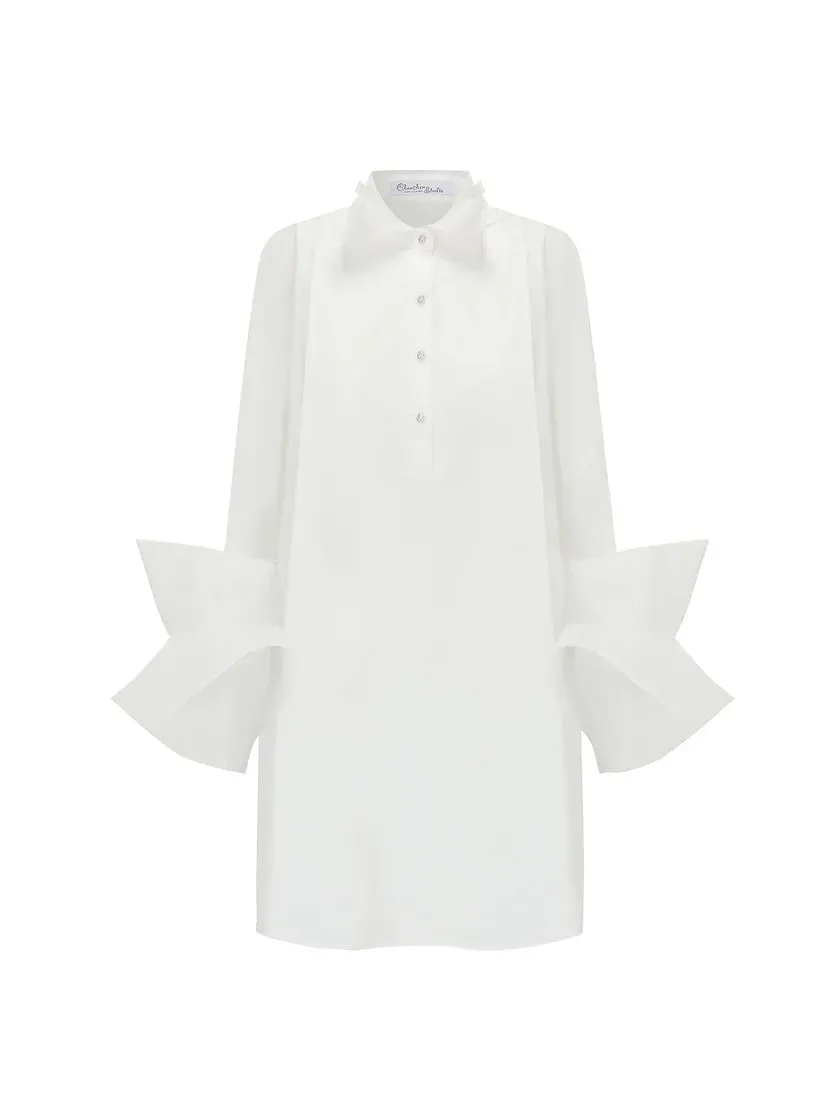 Organza shirt dress-white