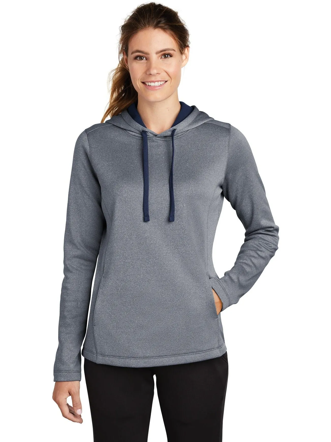 OUTLET-Sport-Tek Ladies Posicharge Sport-Wick Heather Fleece Hooded Pullover