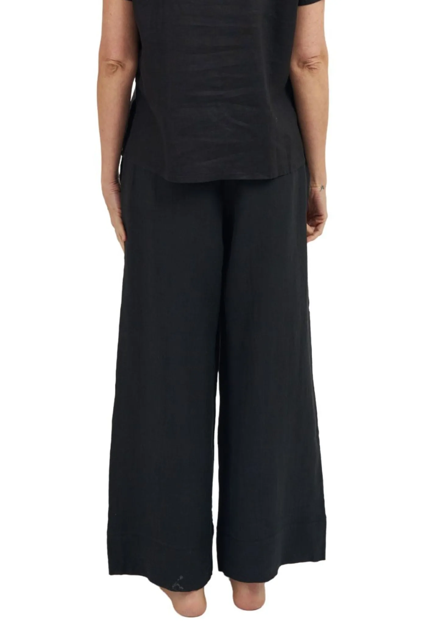 Palazzo Black Linen Pants