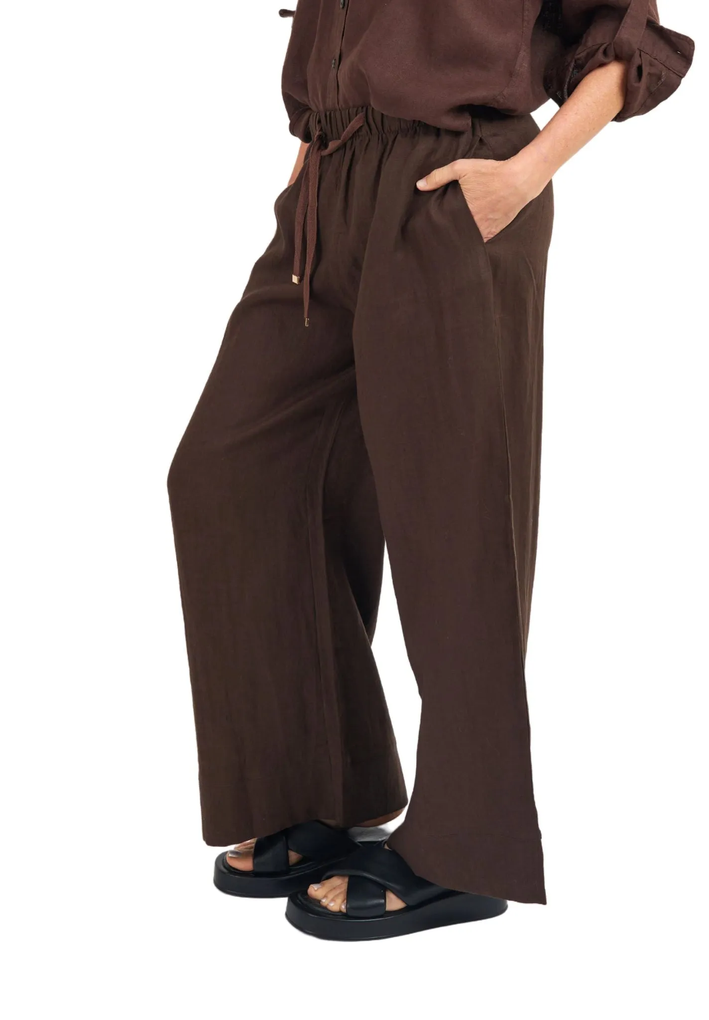 Palazzo Coffee Linen Pants