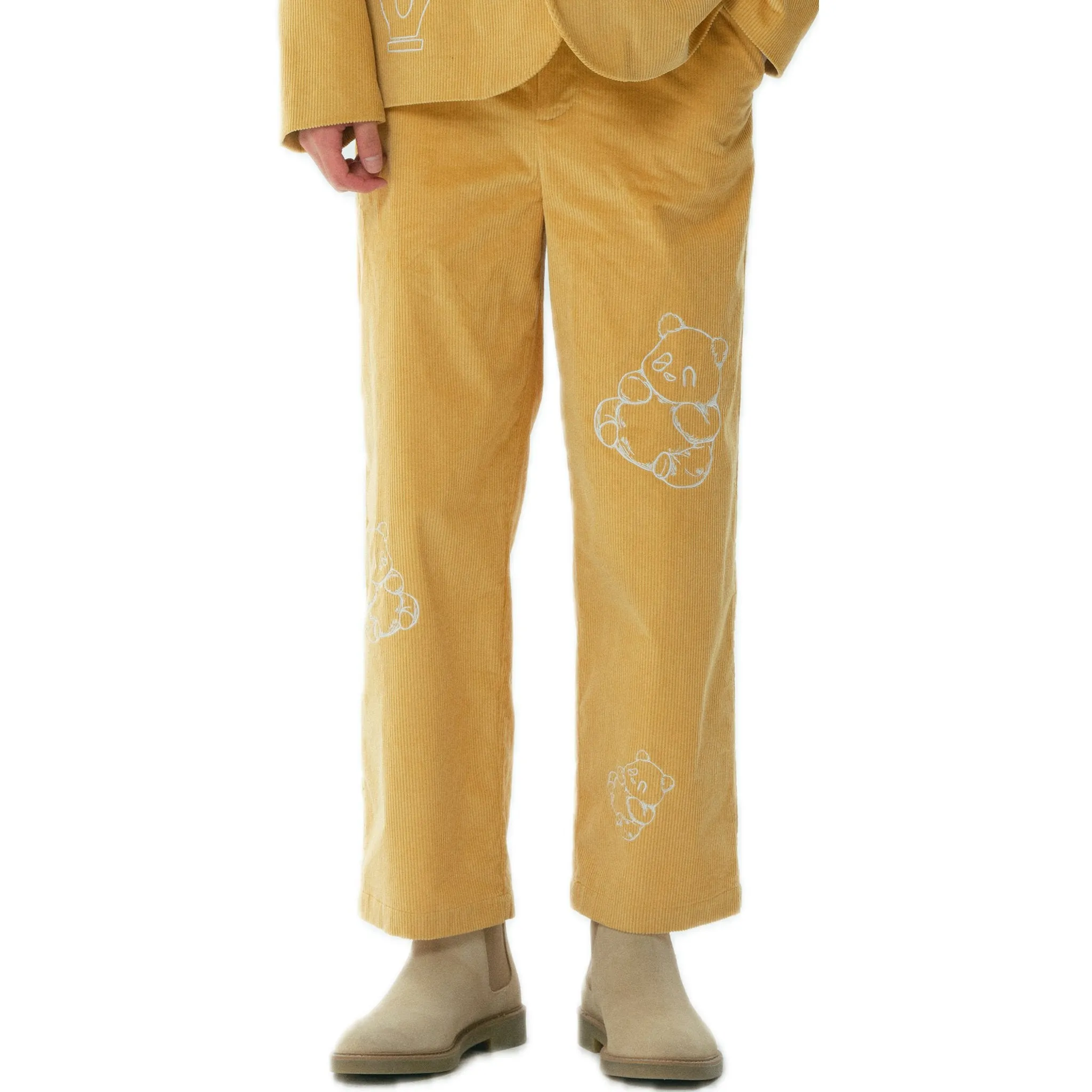 Panda Embroidered Corduroy Pants