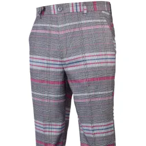 Plaid Gray Pink Fuchsia White Blue  Pants