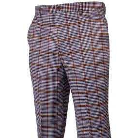 Plaid White Brown Orange Purple Plaid Windowpane Pants