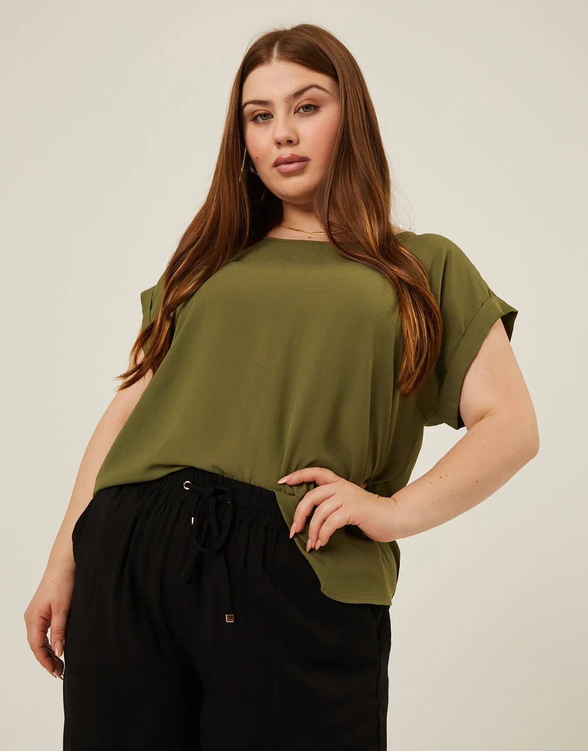 Plus Size Flowy Woven Tee